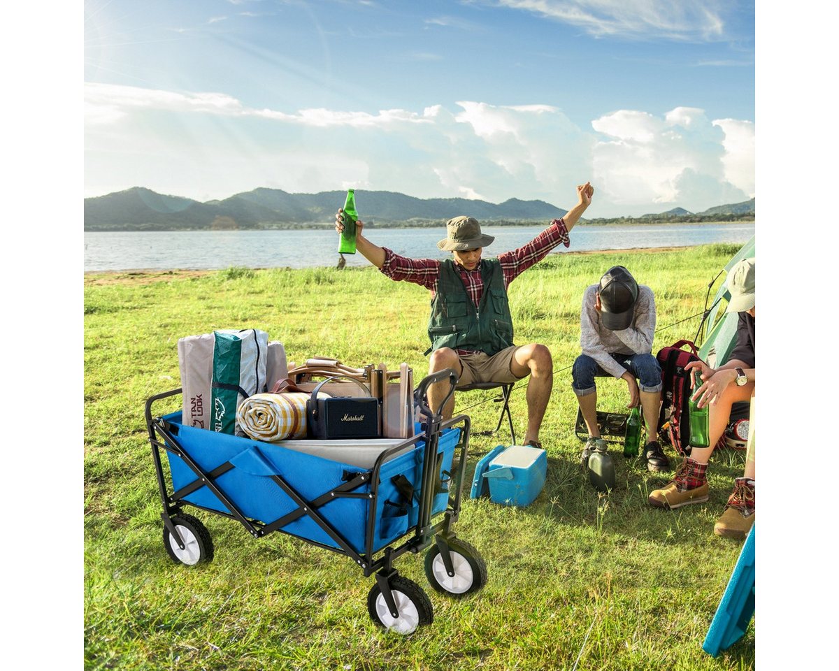 Thumbnail - IDEASY Bollerwagen Faltbar Bollerwagen Kinder, Ideal für Heimtiere, Garten, Picknick, etc (verstellbarem Griff, 96-Liter...