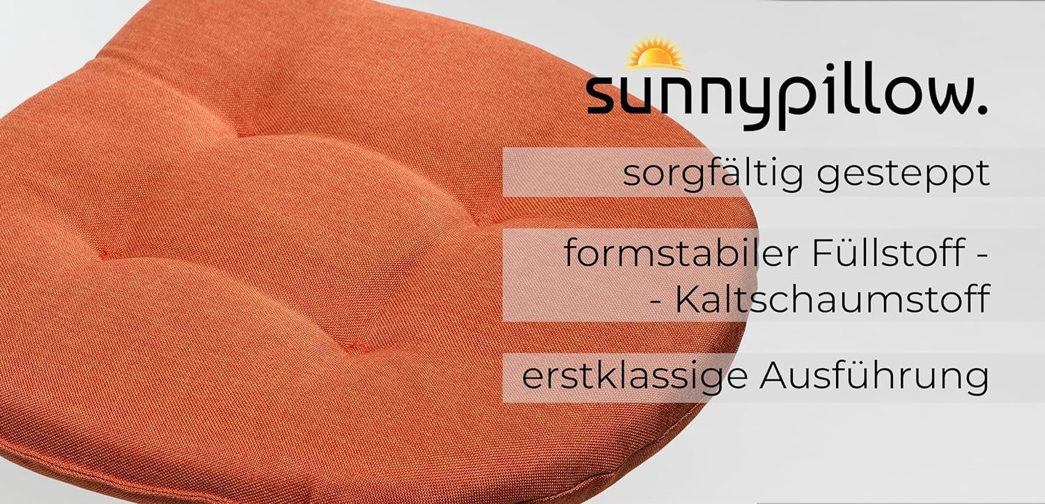 sunnypillow Stuhlkissen 4er Set Auflage 40x40 für Stühle, Bänke in Haus und Garten dick 5cm, Sitzkissen Sitzauflage Stuhlauflage Gartenkissen Esszimmerstuhl