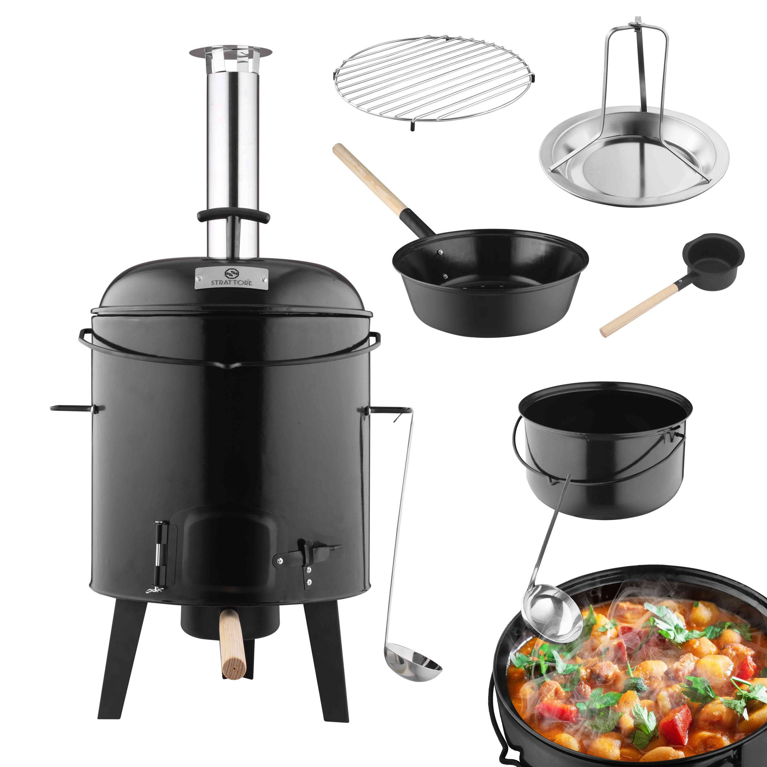 Strattore Holzkohlegrill 5in1 Gulaschkanone / Gulaschkessel 19 Liter