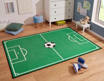 Kinderteppich Fußballfeld 1, HANSE Home, rechteckig, Höhe: 8 mm, Ball, Kurzflor, Fußball Spielunterlage, strapazierfähig, robust