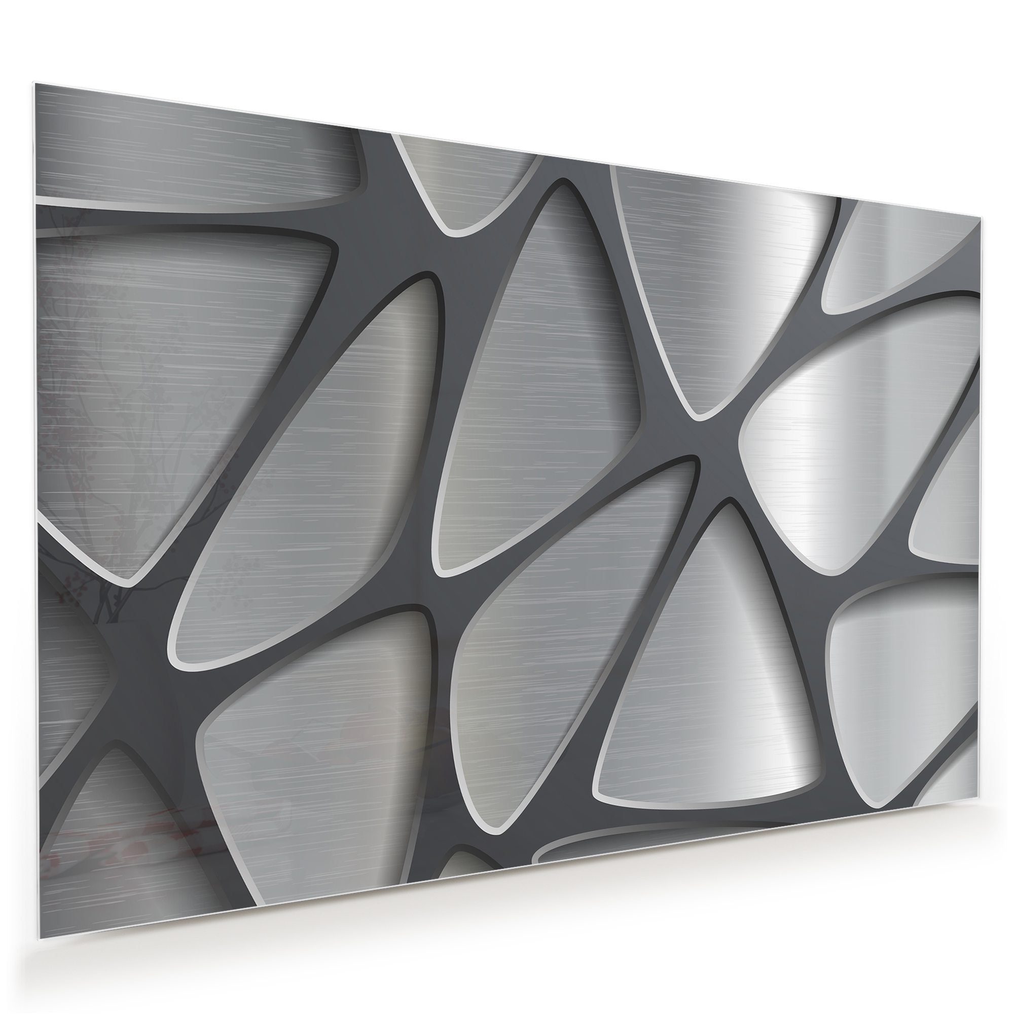 Primedeco Glasbild Wandbild Geometrisches Metallmuster mit Aufhängung, Text günstig online kaufen