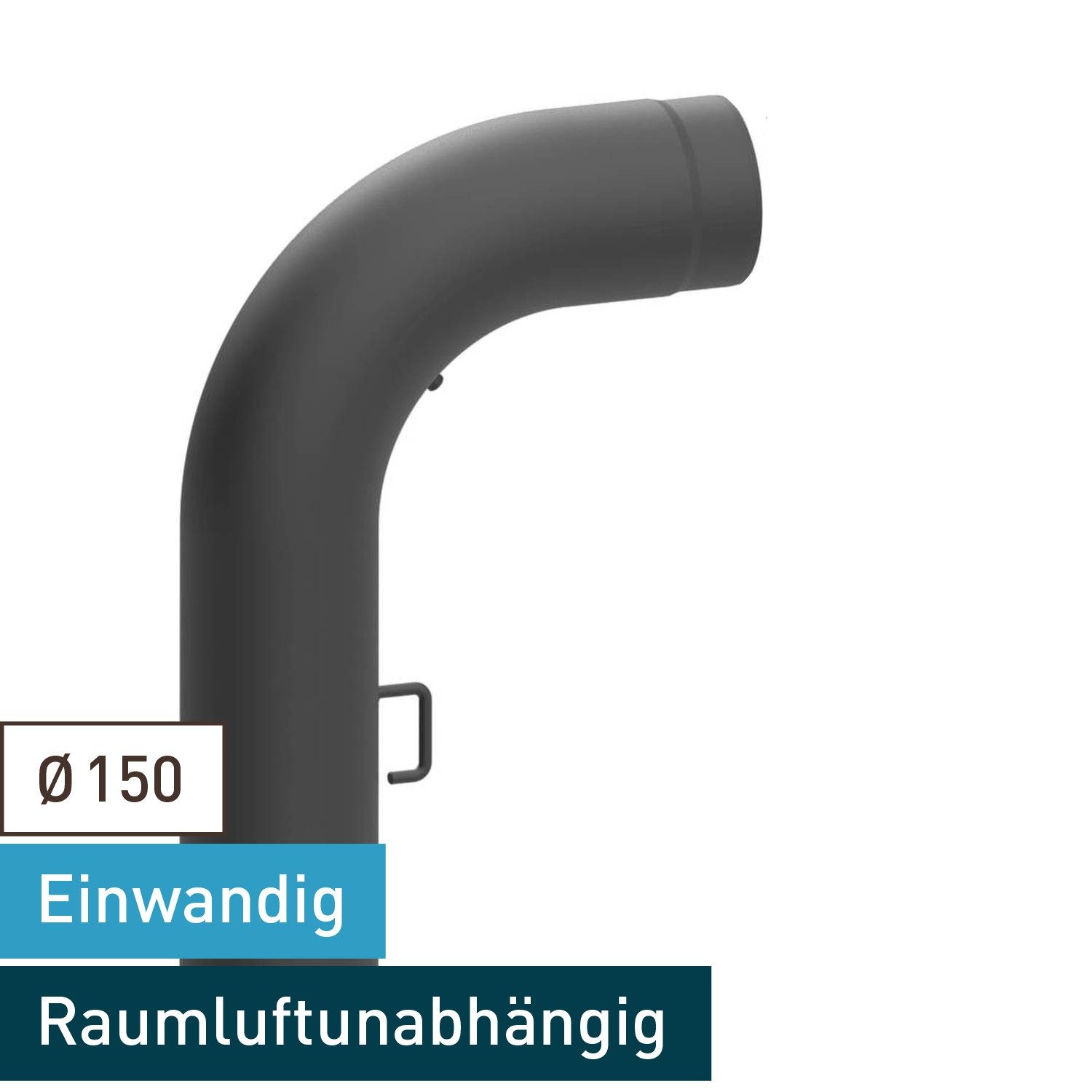 Raik Ofenrohr Raik Winkelbogen 150/90° glatt 700/450, mit DKL grau für Ofenrohr, Bogen