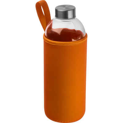 Livepac Office Trinkflasche Trinkflasche aus Glas mit Neoprensleeve / 1000ml / Neoprenfarbe: orang