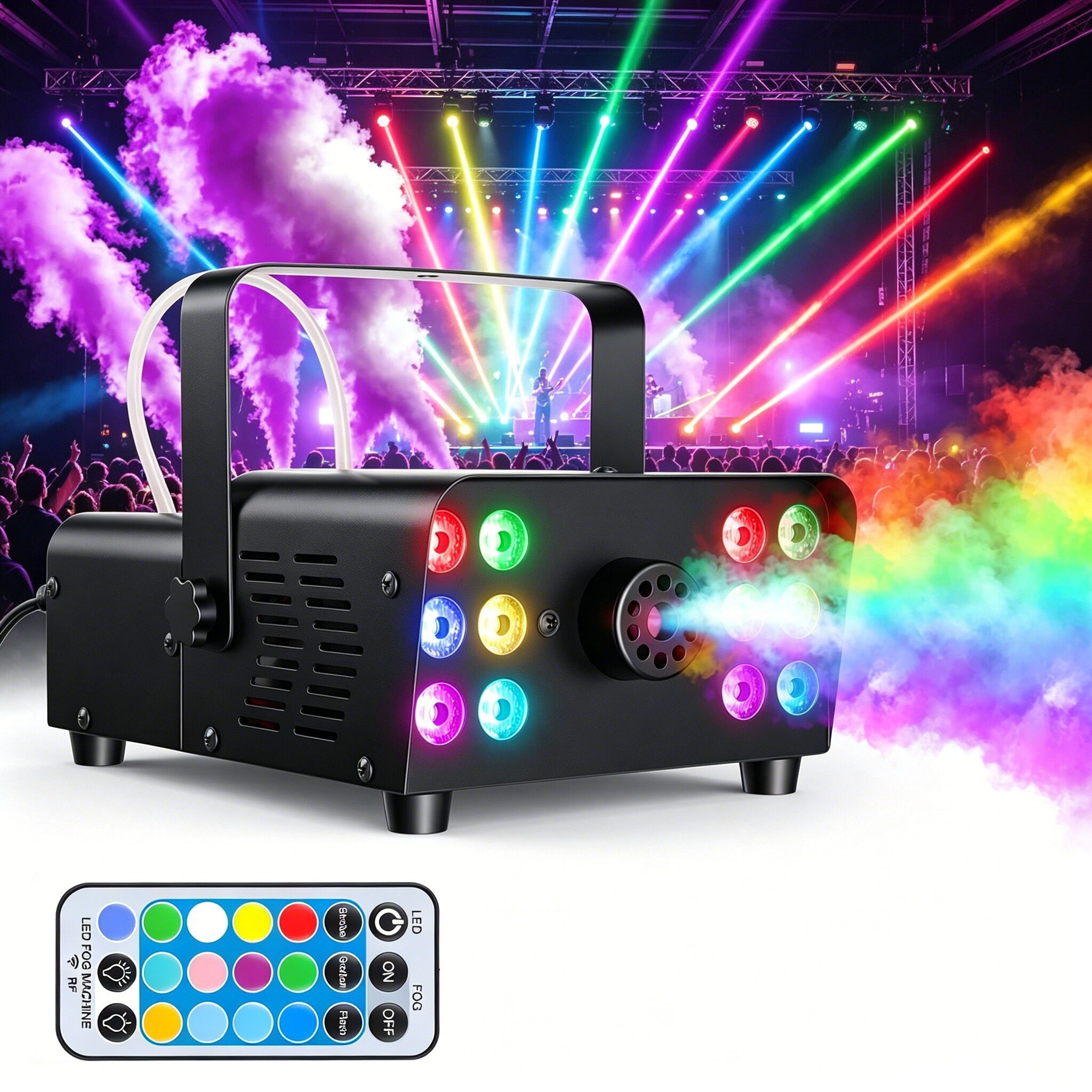 oyajia LED Discolicht DJ Discolicht Partylicht, Discolicht Nebelmaschine Mini mit RGB Effekt, RGB, Nebel Maschine mit Fernbedienung UND LED Licht für Halloween DJ Party