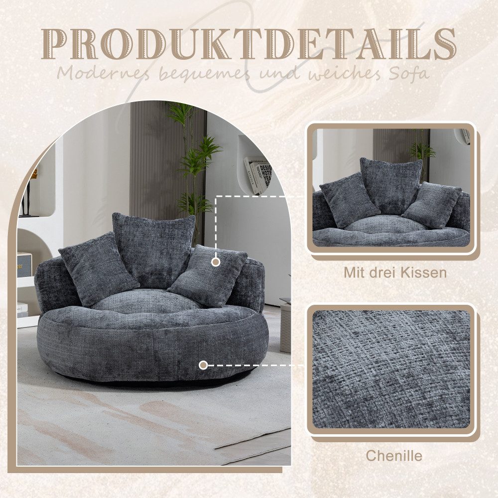 BBWL Sofa Lazy Sofa Sitzsack Sessel aus Chenille mit hohem Rücken, Gaming Lounger mit 3 Kissen für Schlafzimmer Büro Indoor Outdoor