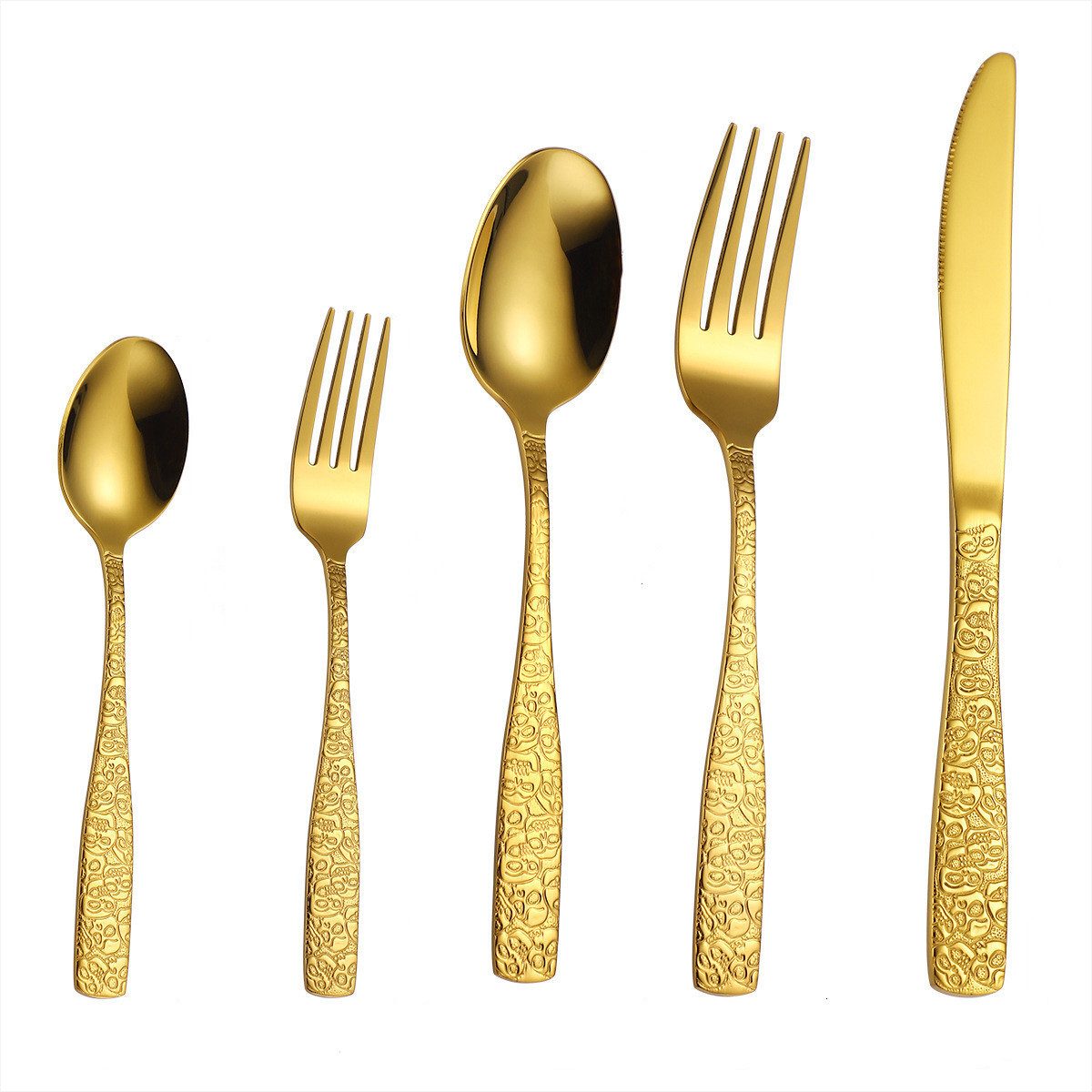 KingLux Besteck-Set 20-teiliges Besteck-Set mit Totenkopf-Muster für 4 Personen (20-tlg), 4 Personen, Edelstahl