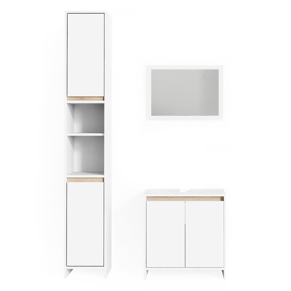 Vicco Badmöbel-Set Emma, Weiß/Sonoma, 3 Teile, günstig online kaufen