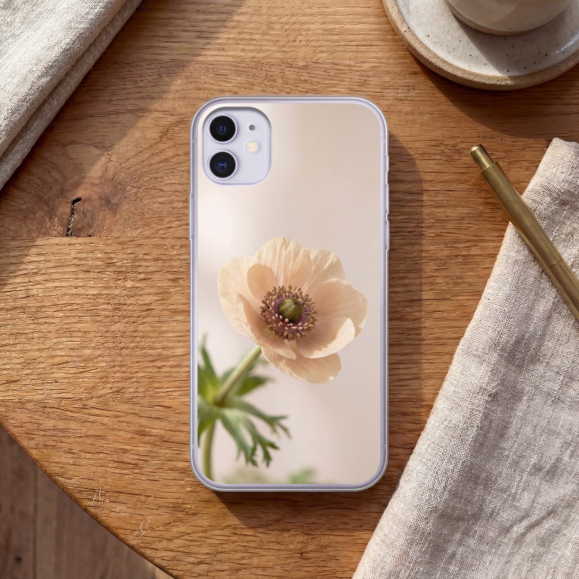 MuchoWow Handyhülle für Apple iPhone 11 Blume - Minimalistisch - Grün, Smartphone-Bumper, Print, Handy Schutzhülle Dünn