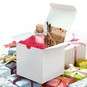 Belle Vous Geschenkbox Quadratische Pappe Geschenkboxen (50 Stk) - Weiß, Weiße Kraft Geschenkboxen (50 Stk) Quadratische Pappe 7.5x7.5x7.5cm