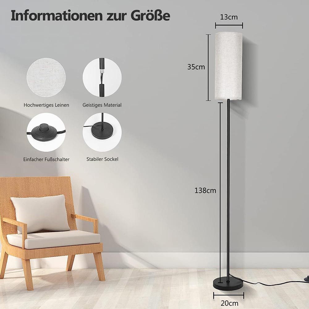 LMaxhome Stehlampe Dimmbar Standleuchte Moderne LED Ecklampe Lampenschirm a günstig online kaufen