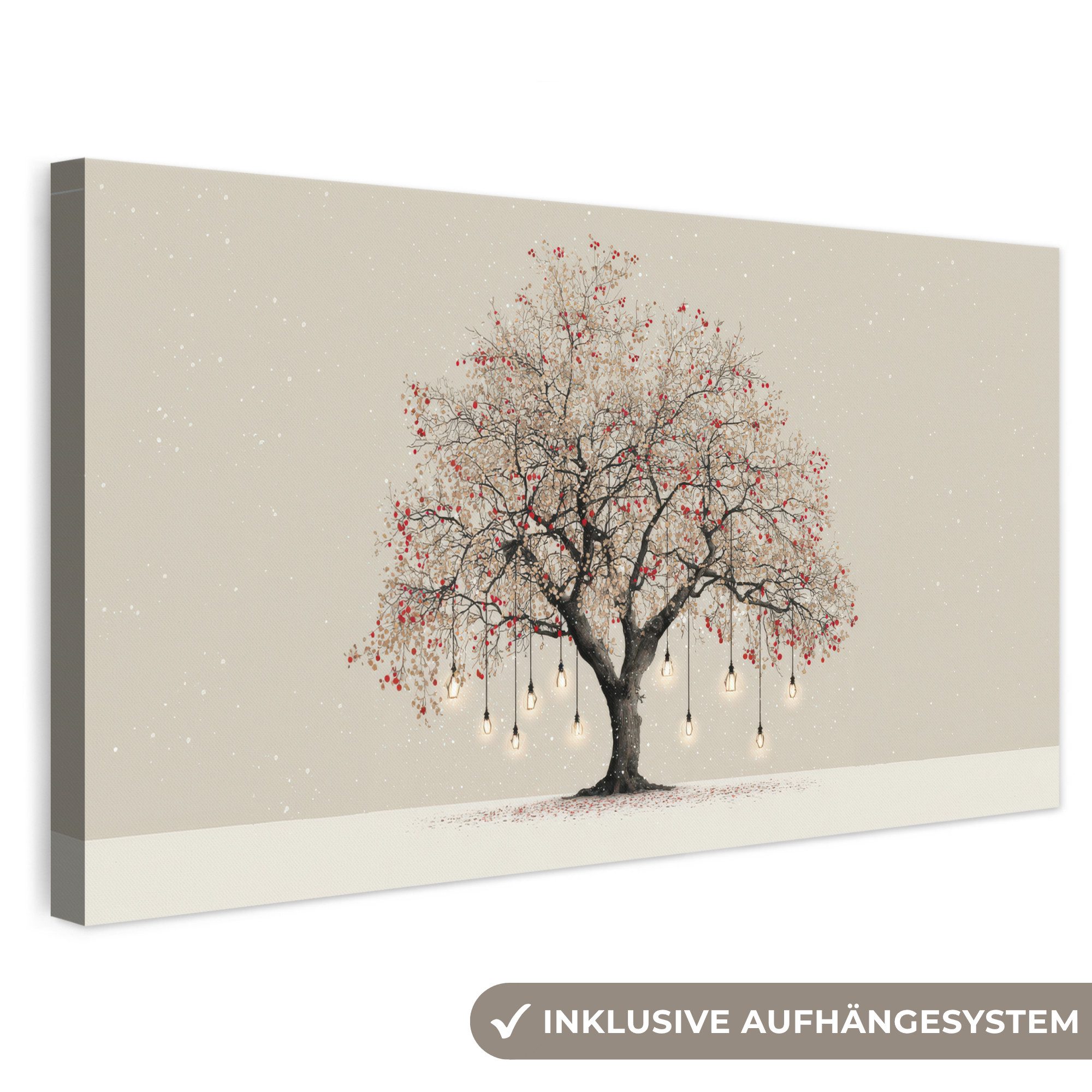OneMillionCanvasses® Leinwandbild Panorama Lichterbaum - Winter - Weihnachten - Mehrfarbig, Fotodruck (1 St), Wandbild, Deko Schlafzimmer Wohnzimmer Flur 40x20 cm