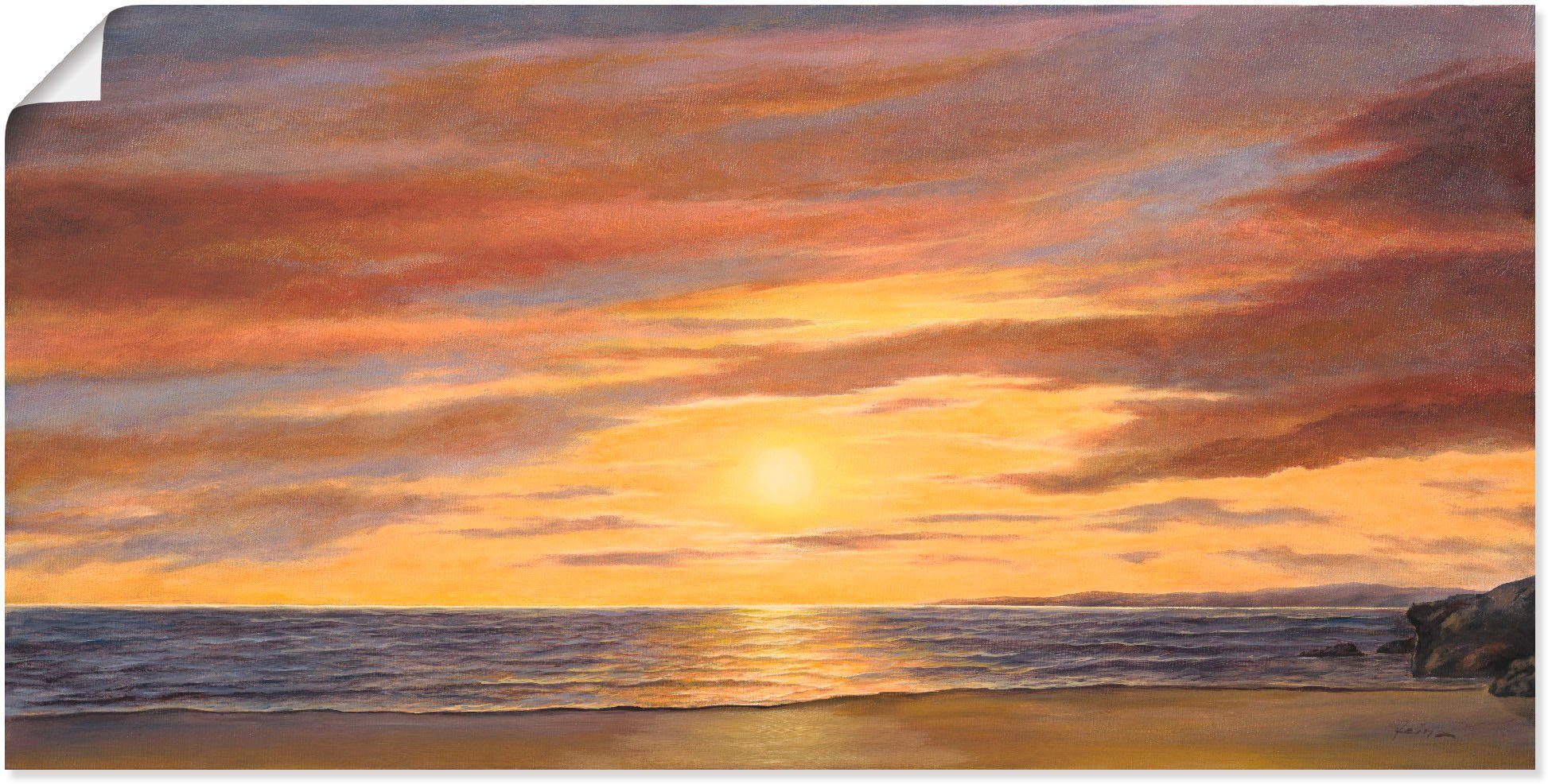Artland Wandbild Sonne am Strand, (1 Strand Poster Leinwandbild, in versch. oder Alubild, Größen Wandaufkleber St), als