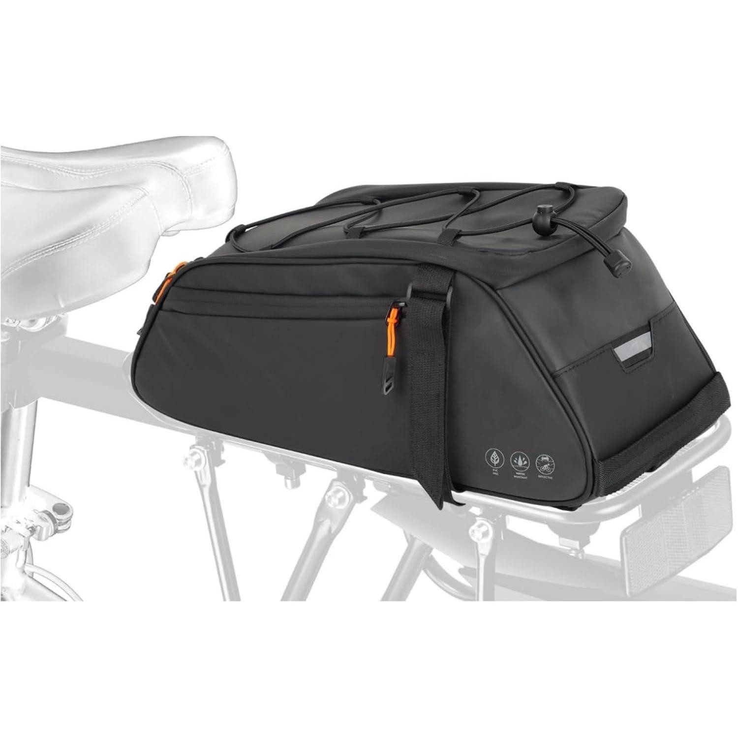 Gepäckträgertasche Fahrradtasche 4in1 10L Wasserdicht Reflektierend Schwarz