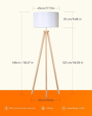 Tomons LED Stehlampe »Stehleuchte Dimmbar aus Holz Dreibein, Skandinavischer Stil«, mit Leuchtmittel, Moderne Standleuchte für Wohnzimmer, Schlafzimmer
