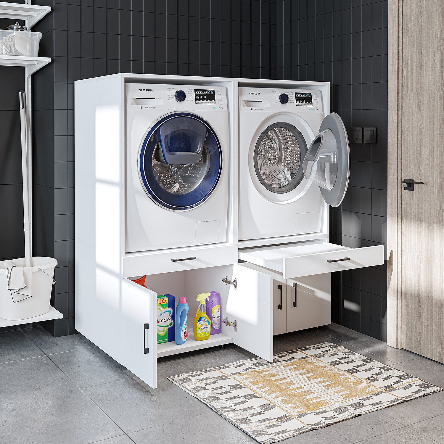 Roomart Waschmaschinenumbauschrank (Waschmaschinenschrank mit Schublade Übe günstig online kaufen