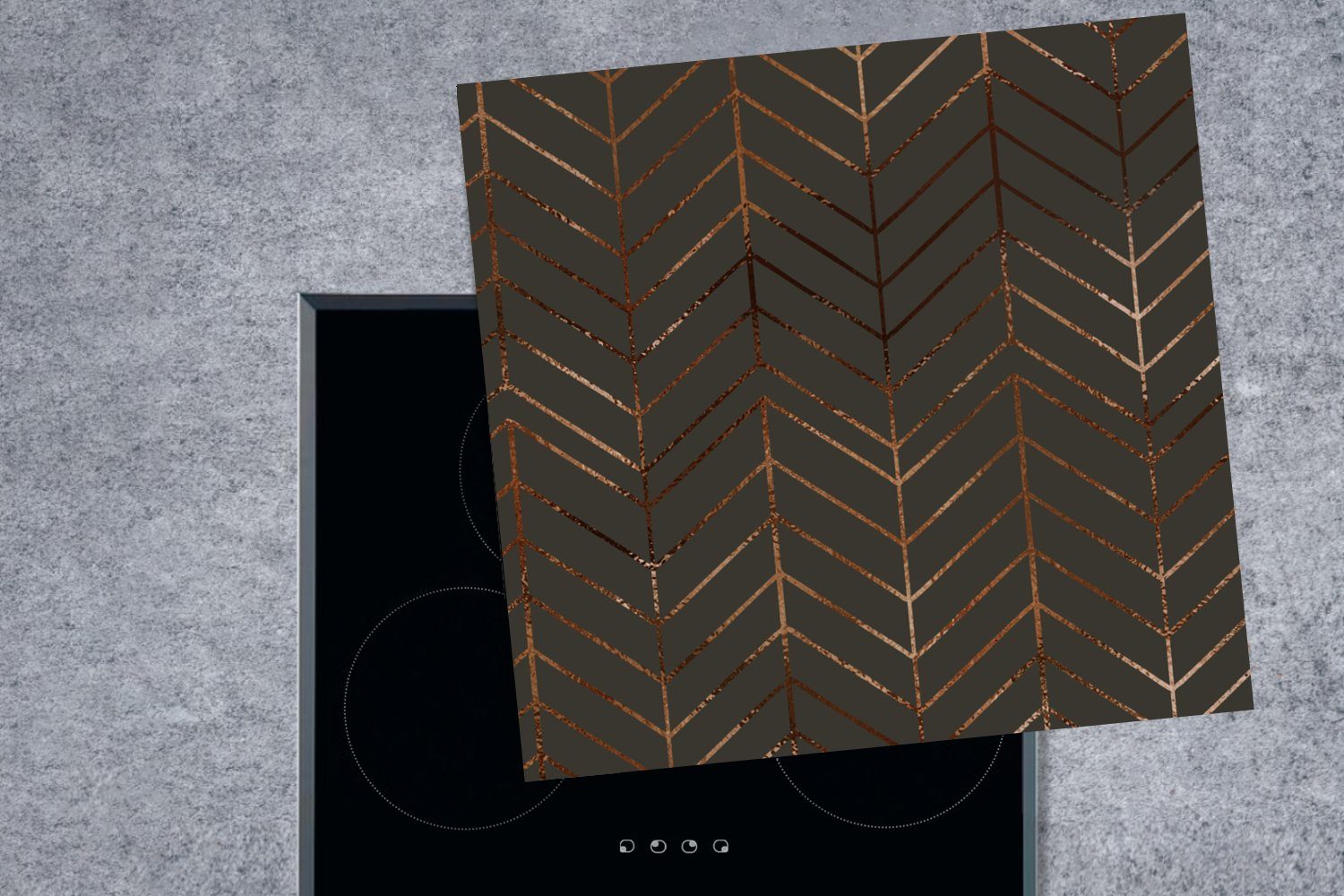 MuchoWow Herdblende-/Abdeckplatte küche Grün Arbeitsplatte Bronze, - - für - Luxus Muster cm, (1 tlg), Vinyl, Ceranfeldabdeckung, 78x78
