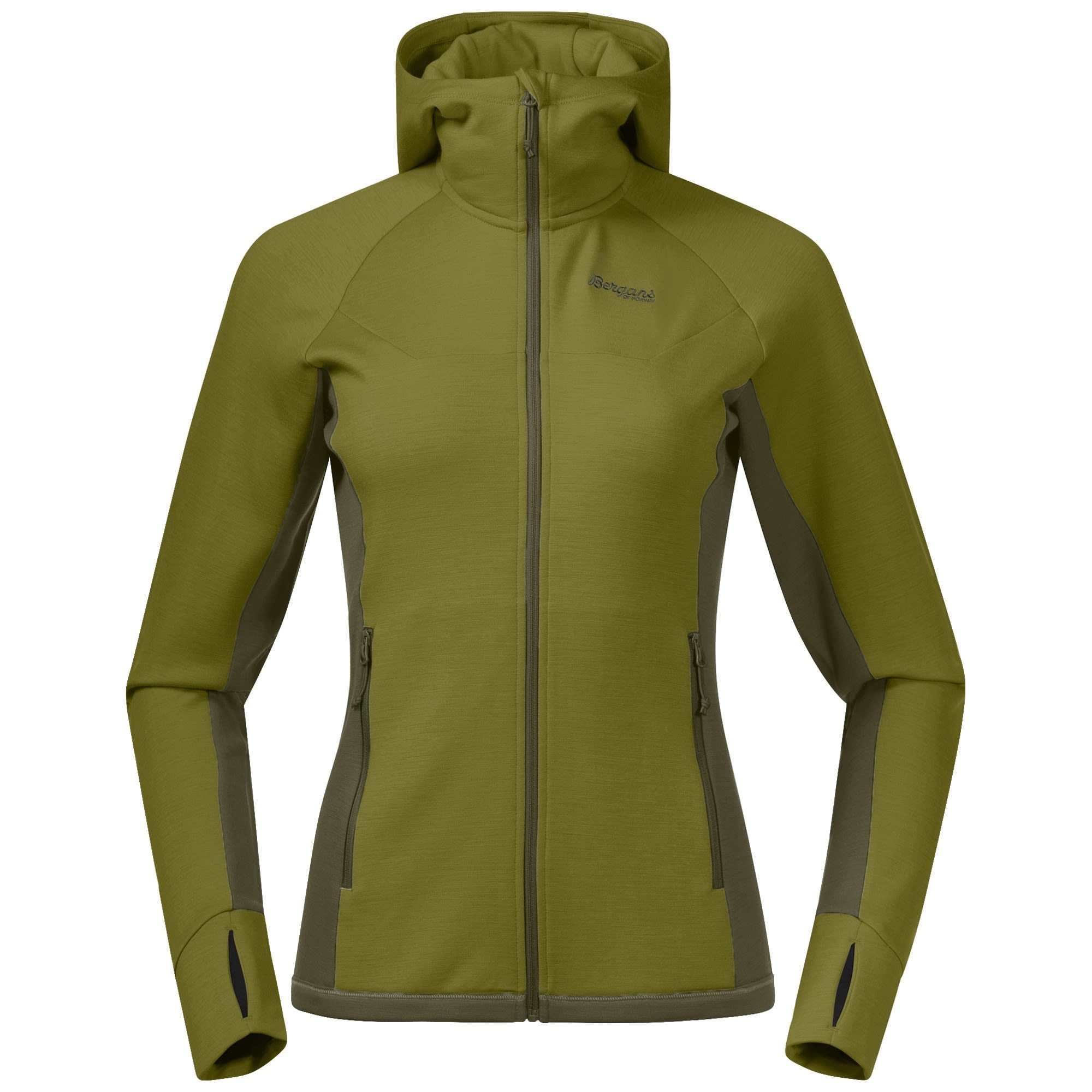 Bergans Outdoorjacke Bergans Cecilie Wool Hood Jacket Damen Anorak Trail Green - Dark Green Green