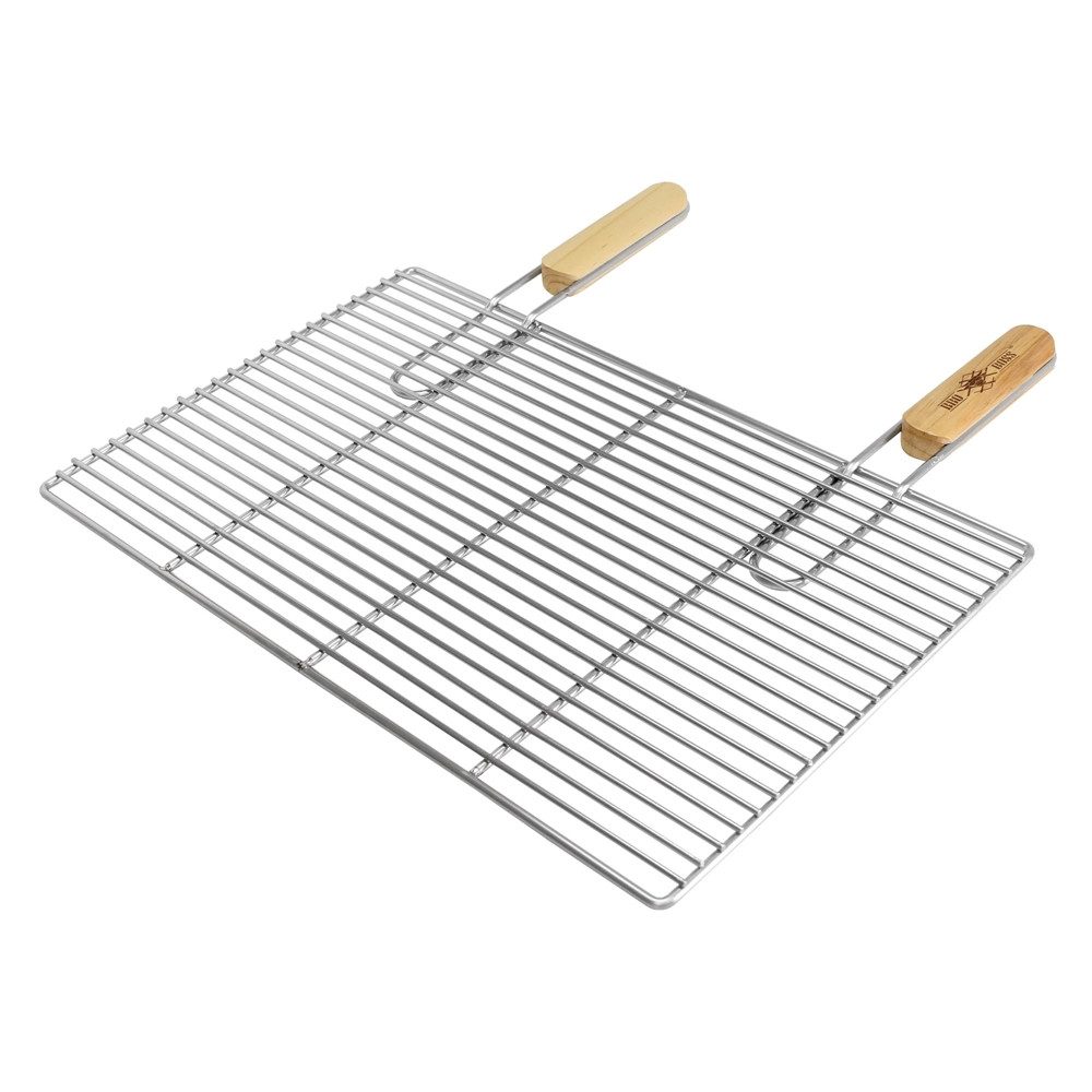 ECD Germany Grillrost Grill aus Edelstahl mit abnehmbaren Griffen robust & rostfrei für BBQ, Grillplatte 54x34cm Rechteckig mit Handgriffen witterungsbeständig