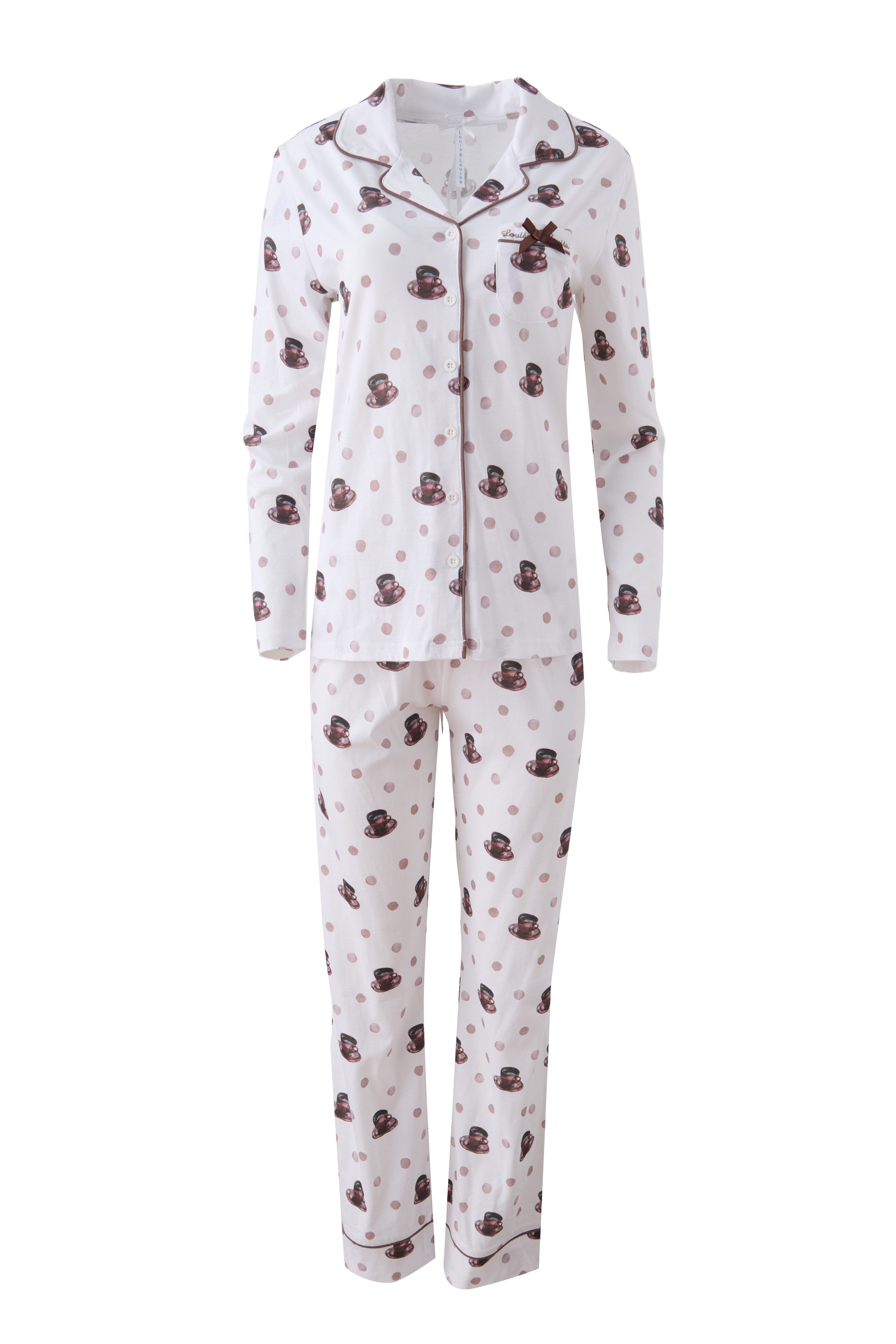 Louis & Louisa Pyjama Louis & Louisa Damen Pyjama Knopfleiste "Meine Auszeit"