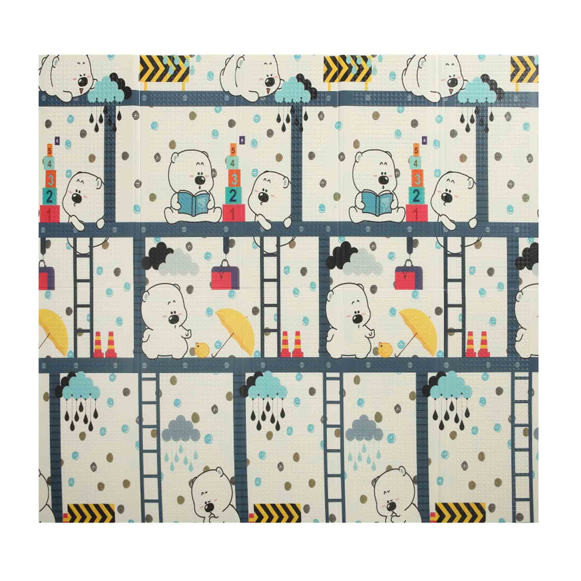 Baby Vivo Spielmatte Spielteppich für Kinder mit Wald 200 x 180 cm - Bär