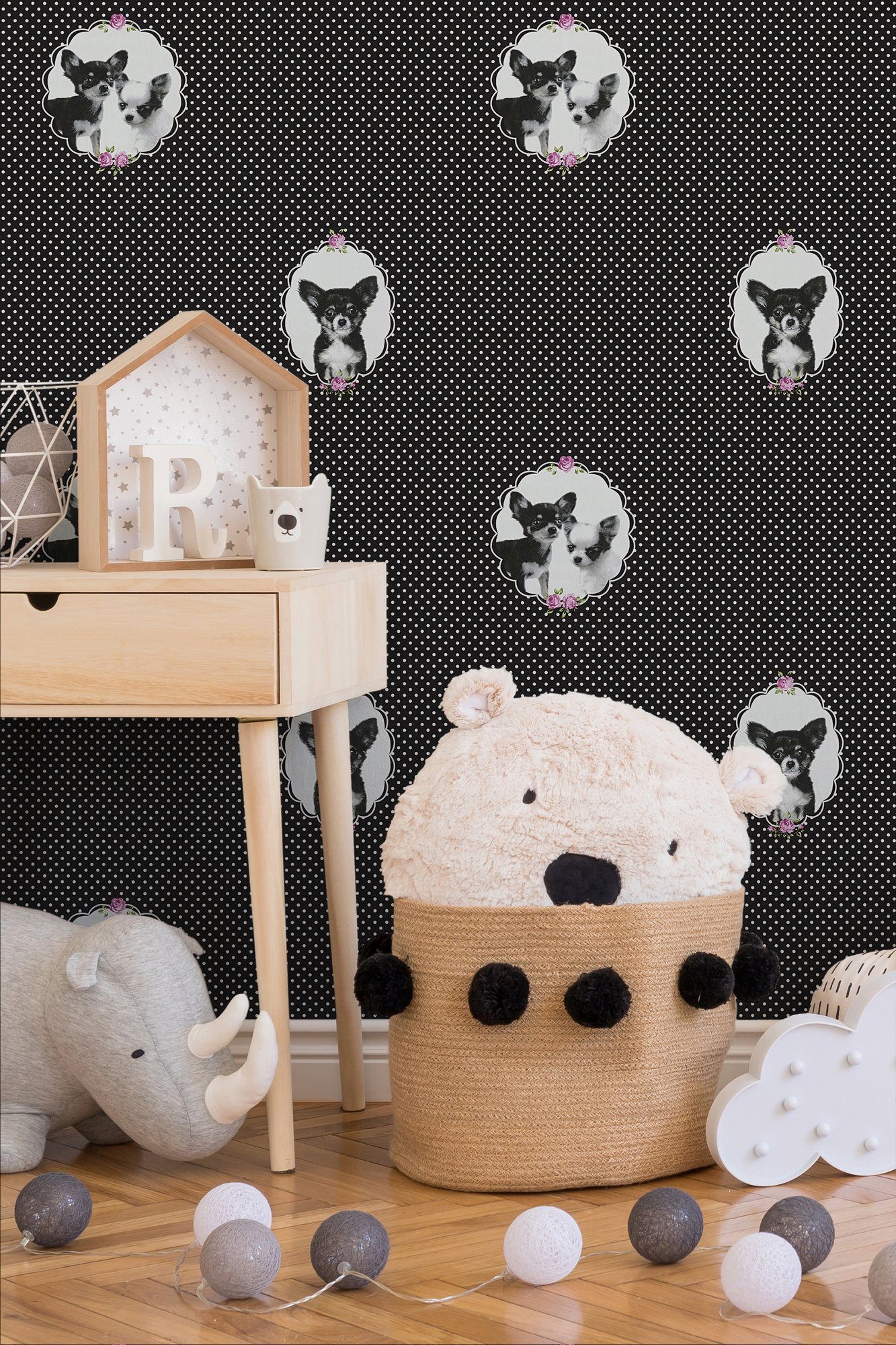 glatt, K&L Wall Stars, Vliestapete Kinderzimmertapete schwarz/lila walls Tapete Tiere living Art Little