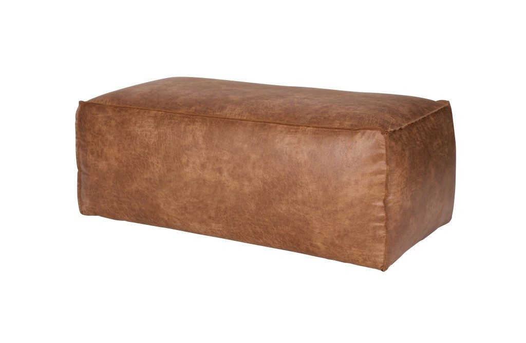 BePureHome Polsterstuhl Hocker Leder Rodeo Pouf Cognac