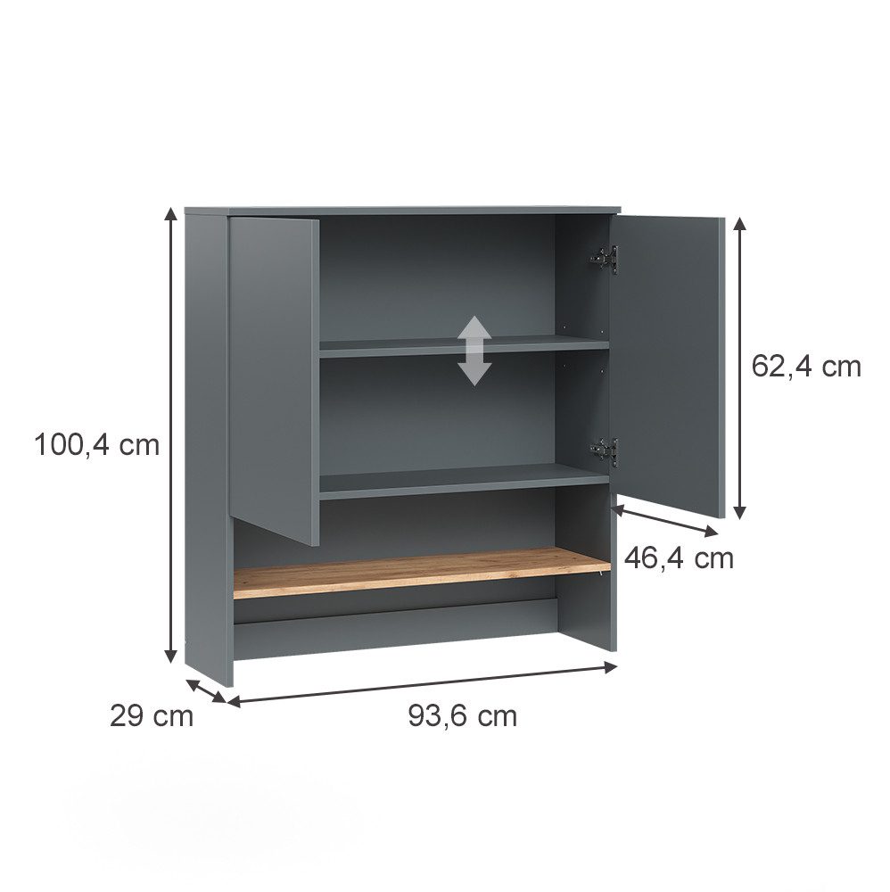 Vicco Waschmaschinenumbauschrank Viktor, Anthrazit/Goldkraft Eiche, 93.6 x 100.4 cm (1-St) – Bild 3 von 5