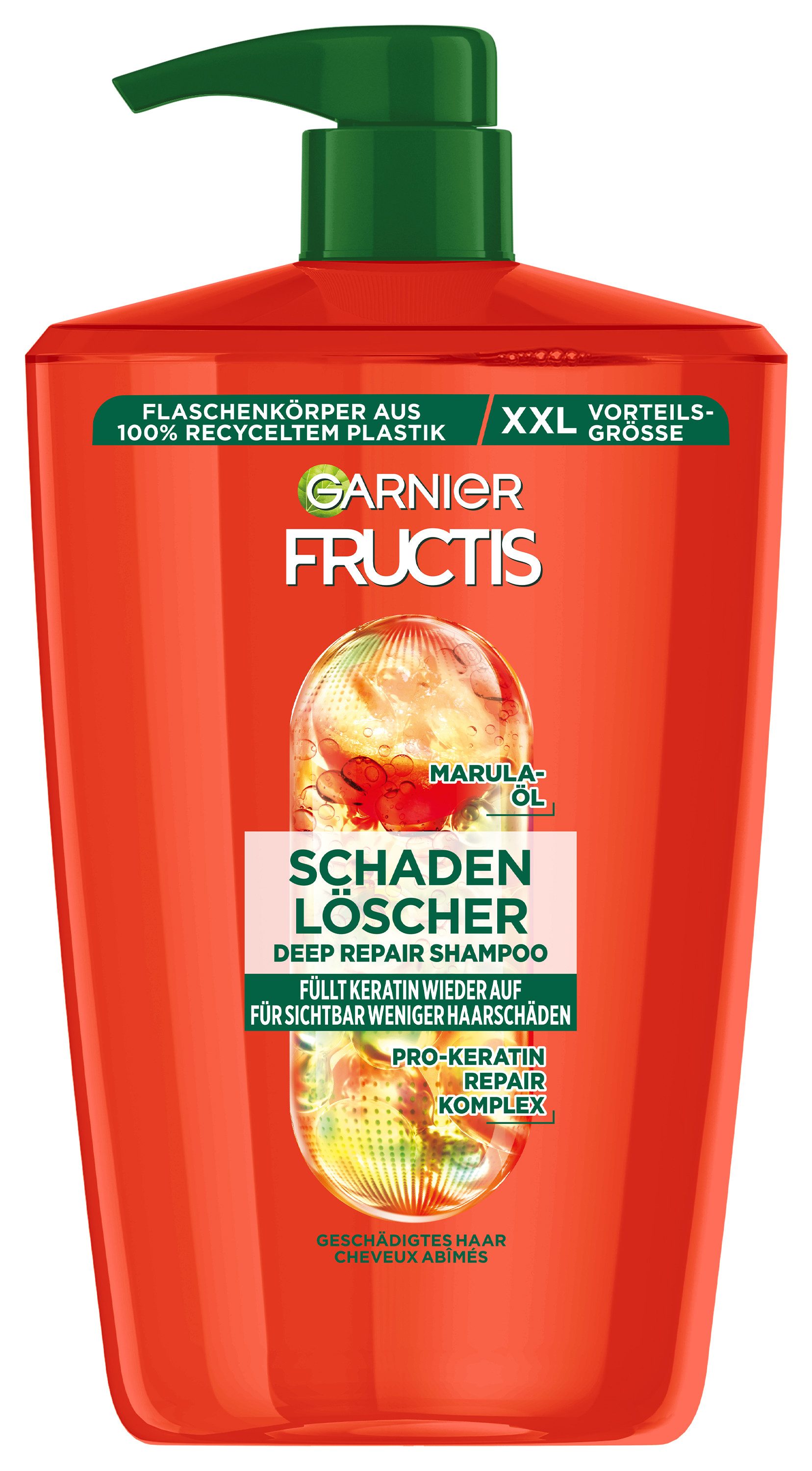 GARNIER Haarshampoo FRUCTIS SCHADENLÖSCHER DEEP REPAIR SHAMPOO, mit Repair-Komplex, dermatologisch getestet, vegane Creme-Textur