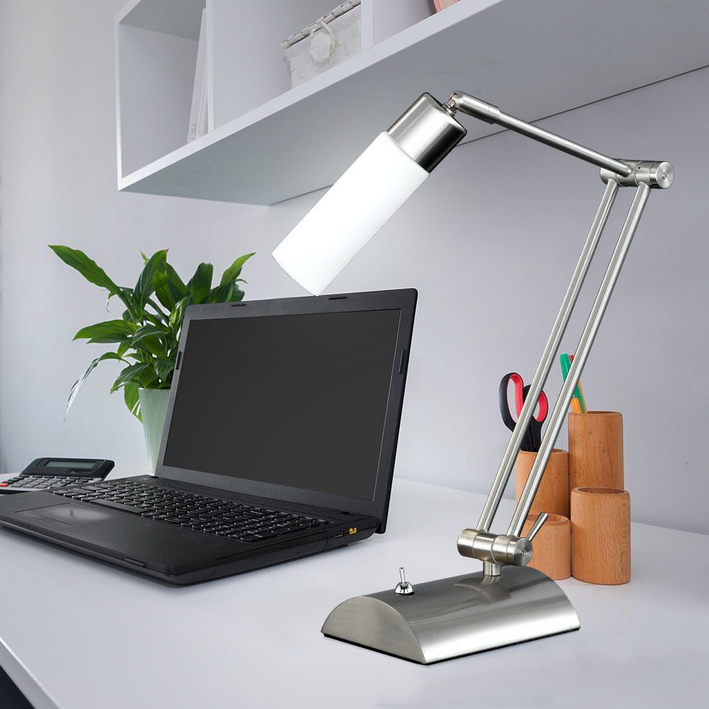 WOFI Schreibtischlampe, Leuchtmittel inklusive, Warmweiß, LED 3 Watt  Tischleuchte Tisch Lampe Schalter beweglich Büro Schreibtisch Wohnzimmer