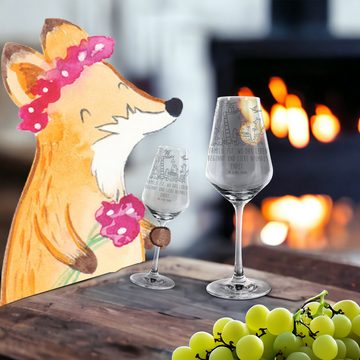Mr. & Mrs. Panda Weißweinglas Waldtiere Picknick - Transparent - Geschenk, lustige Sprüche, Tiermot, Premium Glas, Premium Gravur