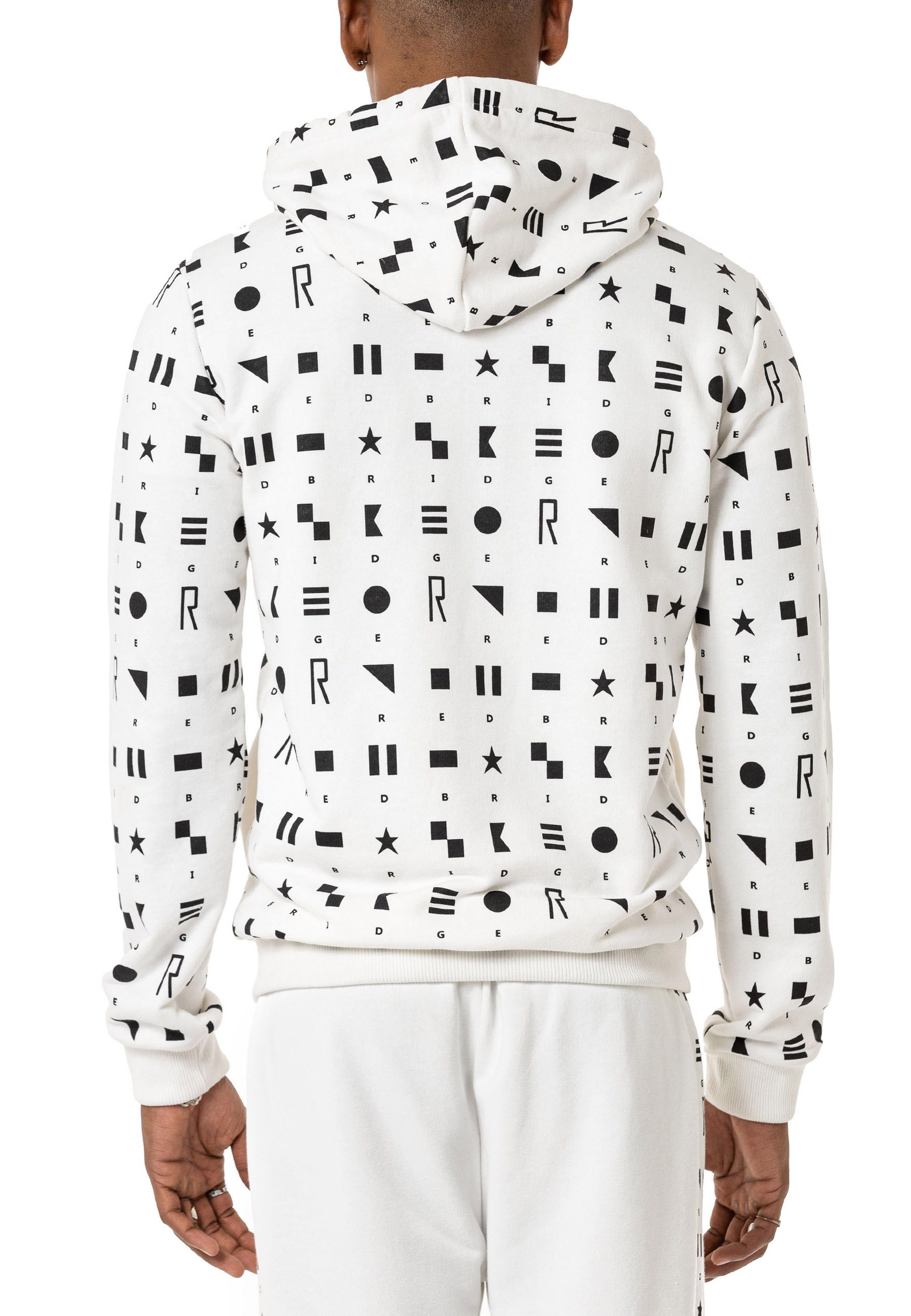 RedBridge Geometric Sweater Kapuzensweatjacke Exklusiv Shapes Design mit Kapuze Ecru