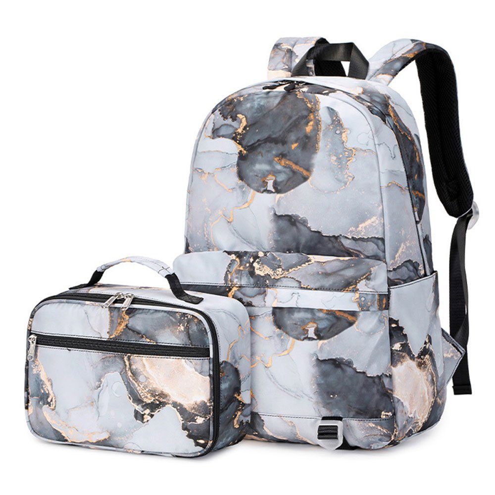 autolock Schulrucksack Casual School Backpack mit Lunch Bag Teen Girls schwarz