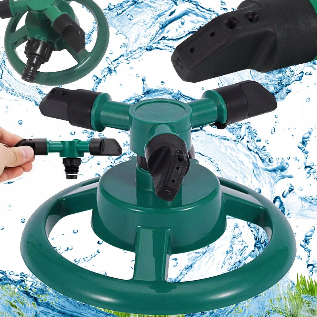 VERK GROUP Regner 360° Rasensprenger Gartenregner Sprinkler 3 Arm Bewässerung, (1-St), 360° Rundumbewässerung, 3 rotierende Sprüharme