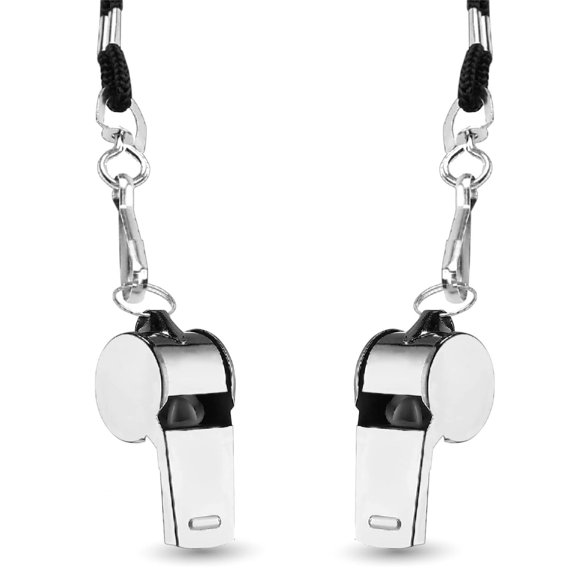 Sportyfits® Trillerpfeife 2er Set Trillerpfeife aus Edelstahl mit Band - Schiedsrichterpfeife, (Set, 2-St., 2x Trillepfeife), Mit Umhängeband