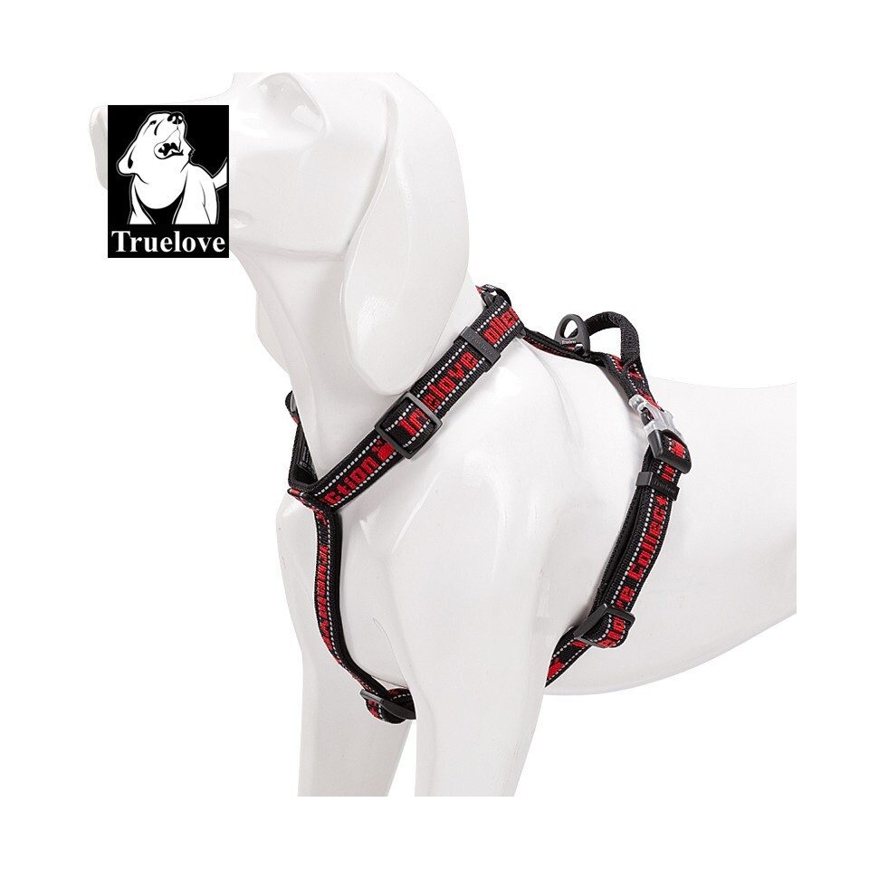 Truelove Hunde-Geschirr Escape Geschirr mit Neopren unterlegt schwarz/rot
