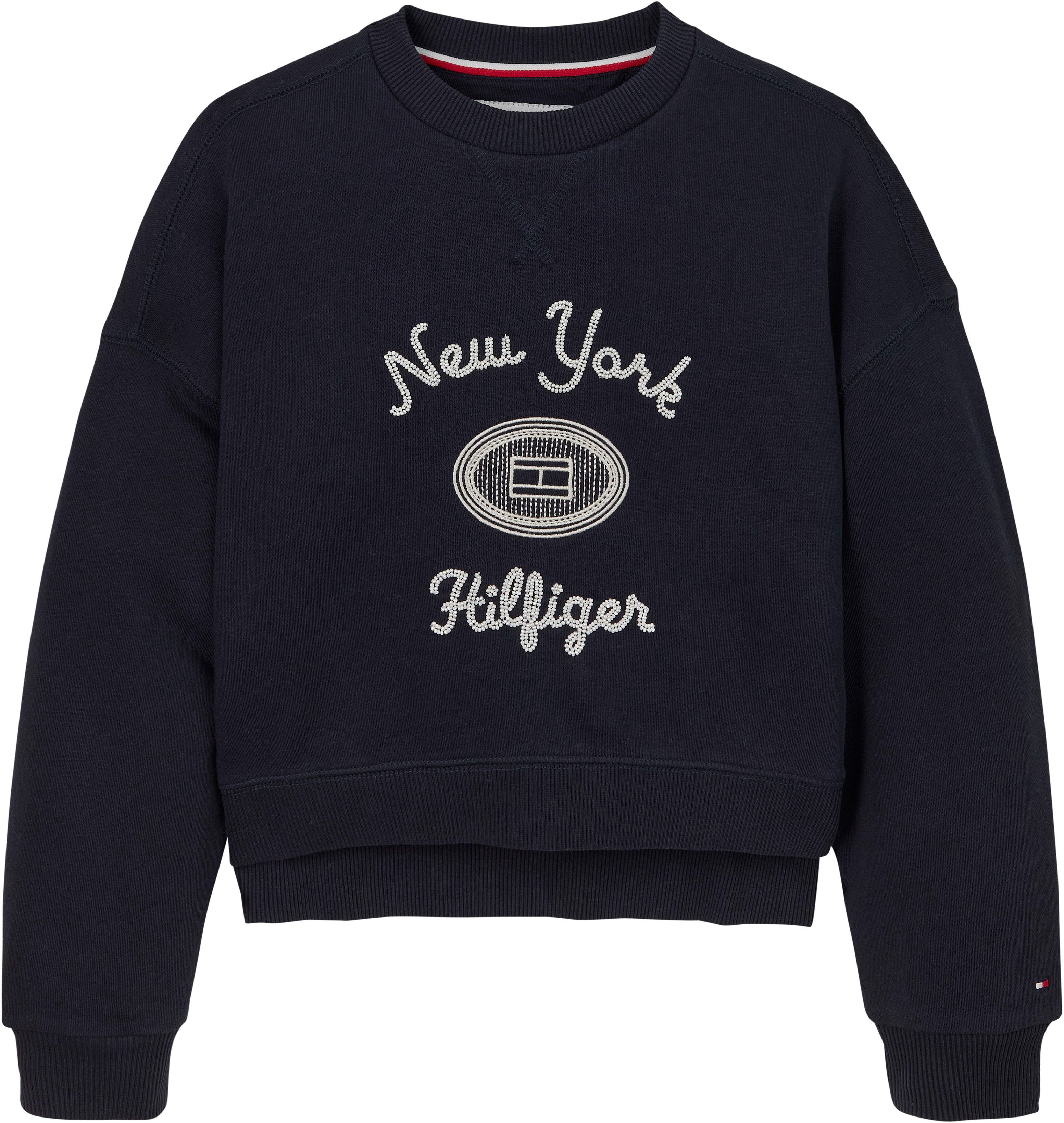 Tommy Hilfiger Langarmshirt HILFIGER NY EMBROIDERED CREWNECK Kinder bis 16 Jahre mit Logostickerei