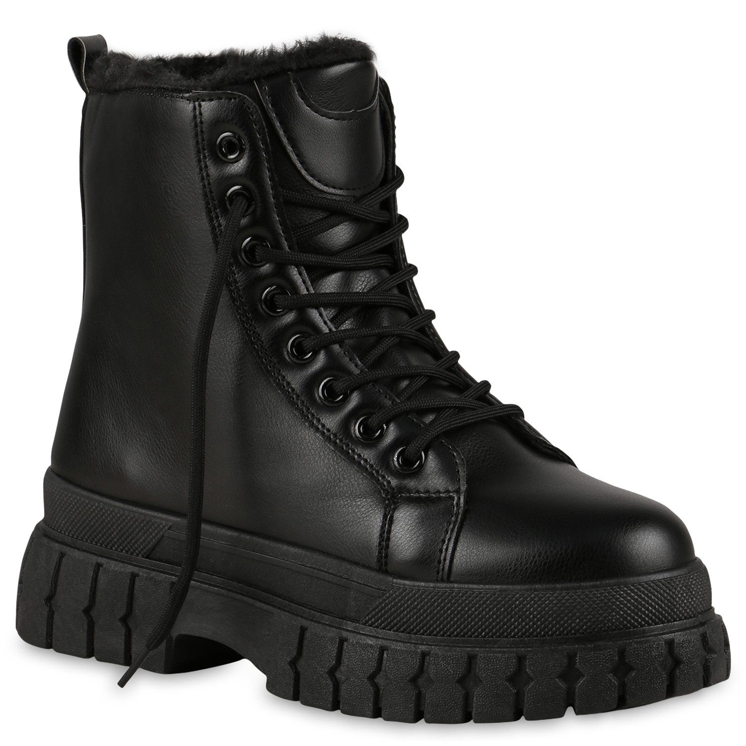 VAN HILL 837922 Plateaustiefelette Damen Stiefeletten Leah Trendy Plateau Boots mit Blockabsatz