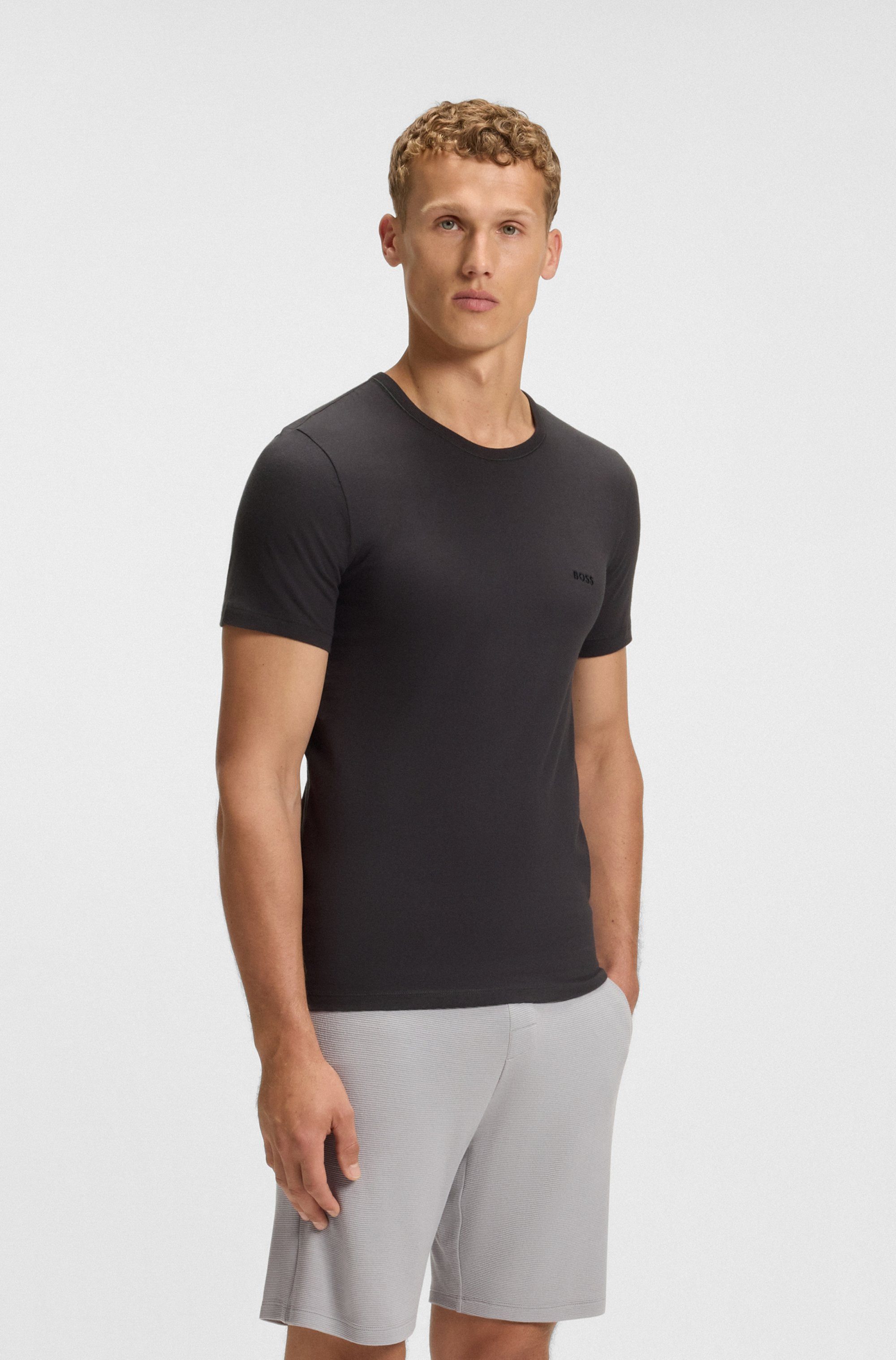 BOSS T-Shirt TShirtRN 3P Classic (Packung, 3-tlg) mit BOSS Stickerei – Bild 4 von 5