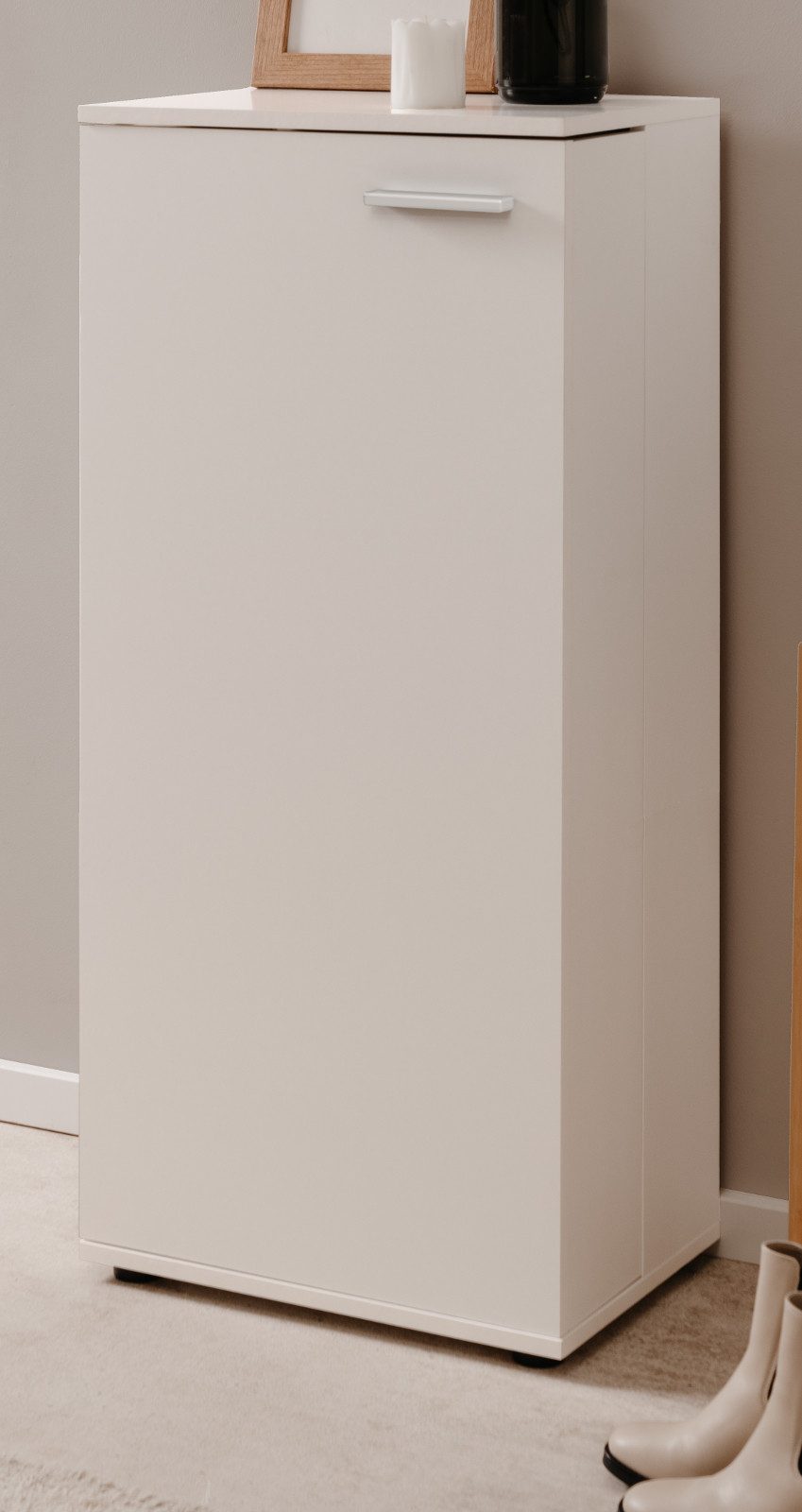 Furn.Design Schuhschrank Logu (Kommode in weiß, ausklappbar, 50 x 110 cm) bis zu 12 Paar Schuhe