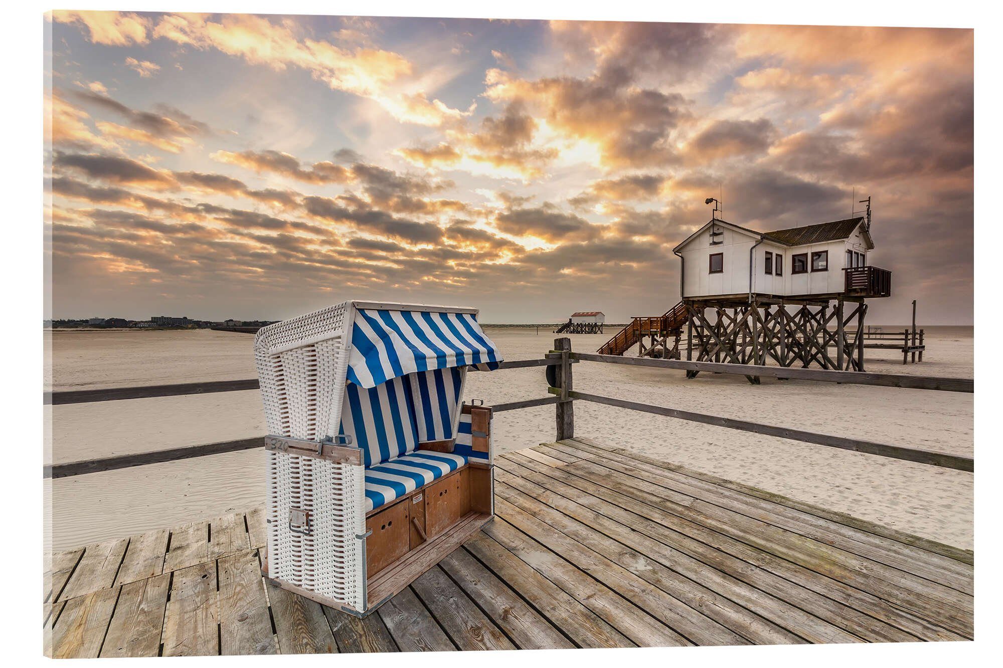Posterlounge Wandbild Morgens am Nordsee Strand von Sankt Peter-Ording, Dennis Stracke, erhältlich als Poster, Leinwandbild, Wandsticker oder Acrylglasbild