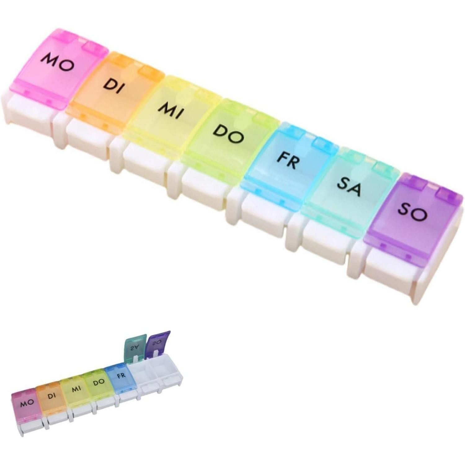 LuxusKollektion Pillendose Tablettenbox 7 Tage Medikamentenbox Pillendose Fächer auf Deutsch