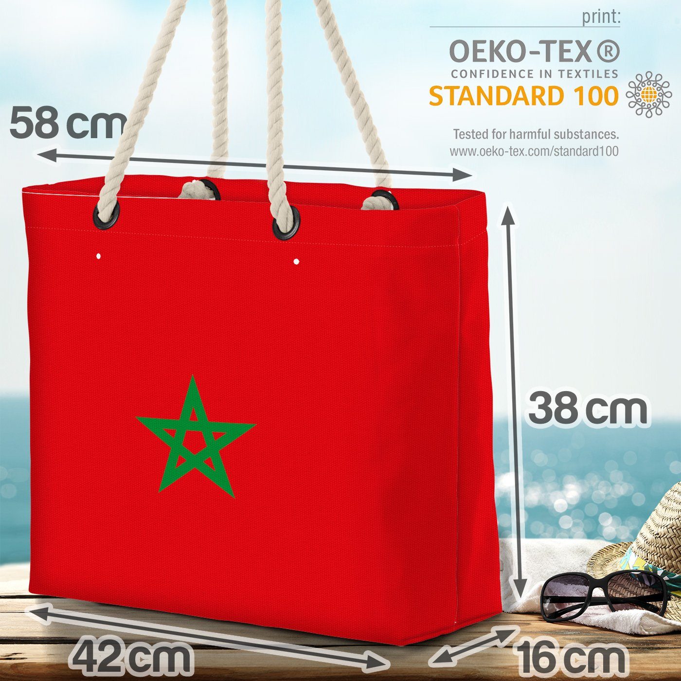 Marokko Flagge (1-tlg), VOID Fahne WM Strandtasche Länderflagge