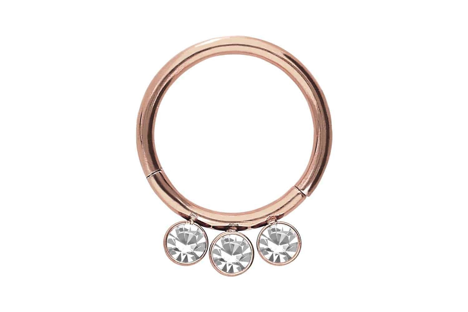 Nasenpiercing Chirurgenstahl Segmentring Clicker 3 KRISTALLE Ohrpiercing Septum