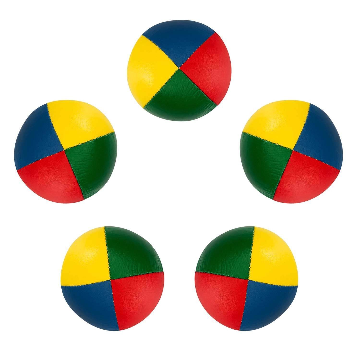 Diabolo Freizeitsport Jonglierball 3er & 5er Set, Jonglierbälle vierfarbig und zweifarbig (Balljonglage Set vierfarbig - Weiche Lernbälle für Einsteiger, 5-St., Koordinationsbälle 5 Stück - Softbälle zum Jonglieren Lernen), 5er Juggling Balls 67 mm, 115g