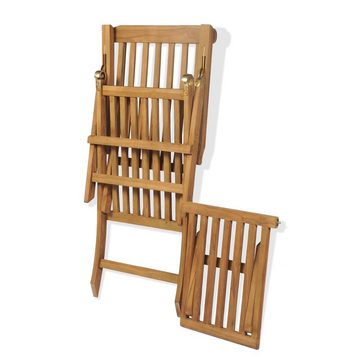 vidaXL Gartenlounge-Sessel Liegestuhl mit Fußablage Massivholz Teak Gartenliege Sonnenliege Holz