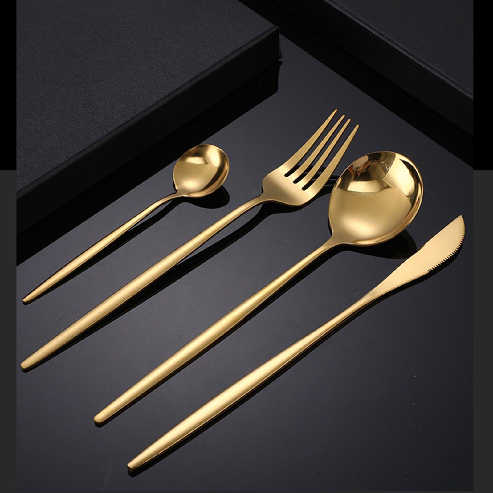 KingLux Besteck-Set 30teiliges für set Service Gold Essbesteck 6 Steakmesser mit