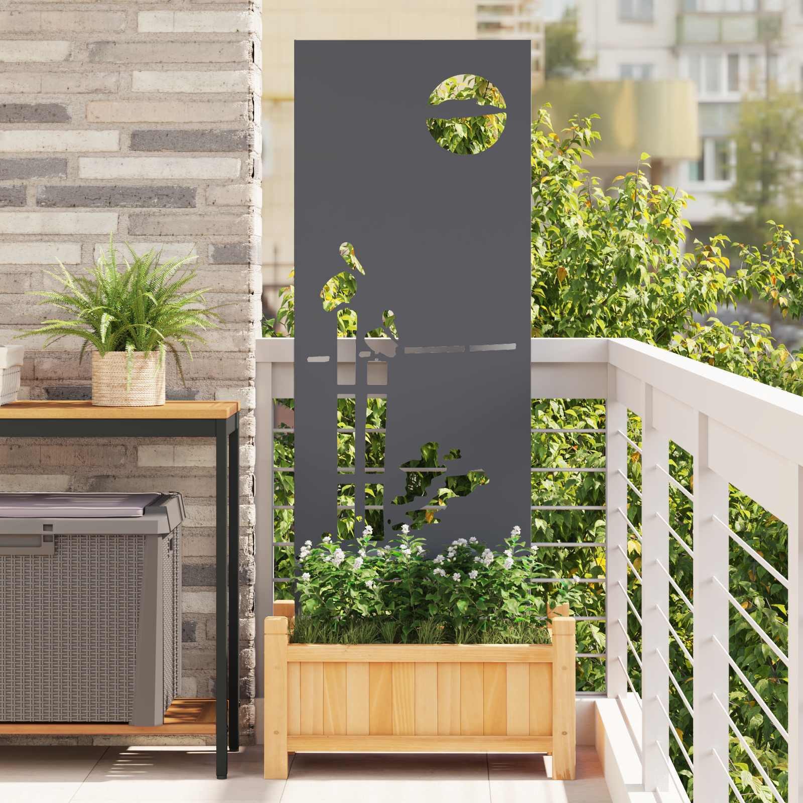 vidaXL Wandbild Garten Sichtschutz-Leinwand Anthrazit 50 x 140 cm, (1 St)