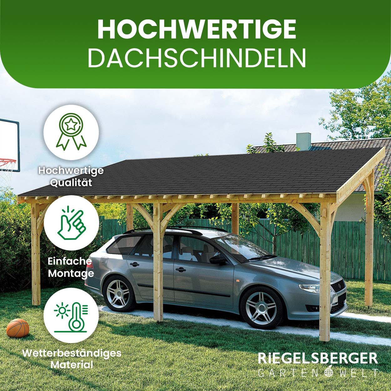 Gartenpirat Dachpappe Dachschindeln Biberschwanz 2 m² schwarz Bitumen zur Dacheindeckung