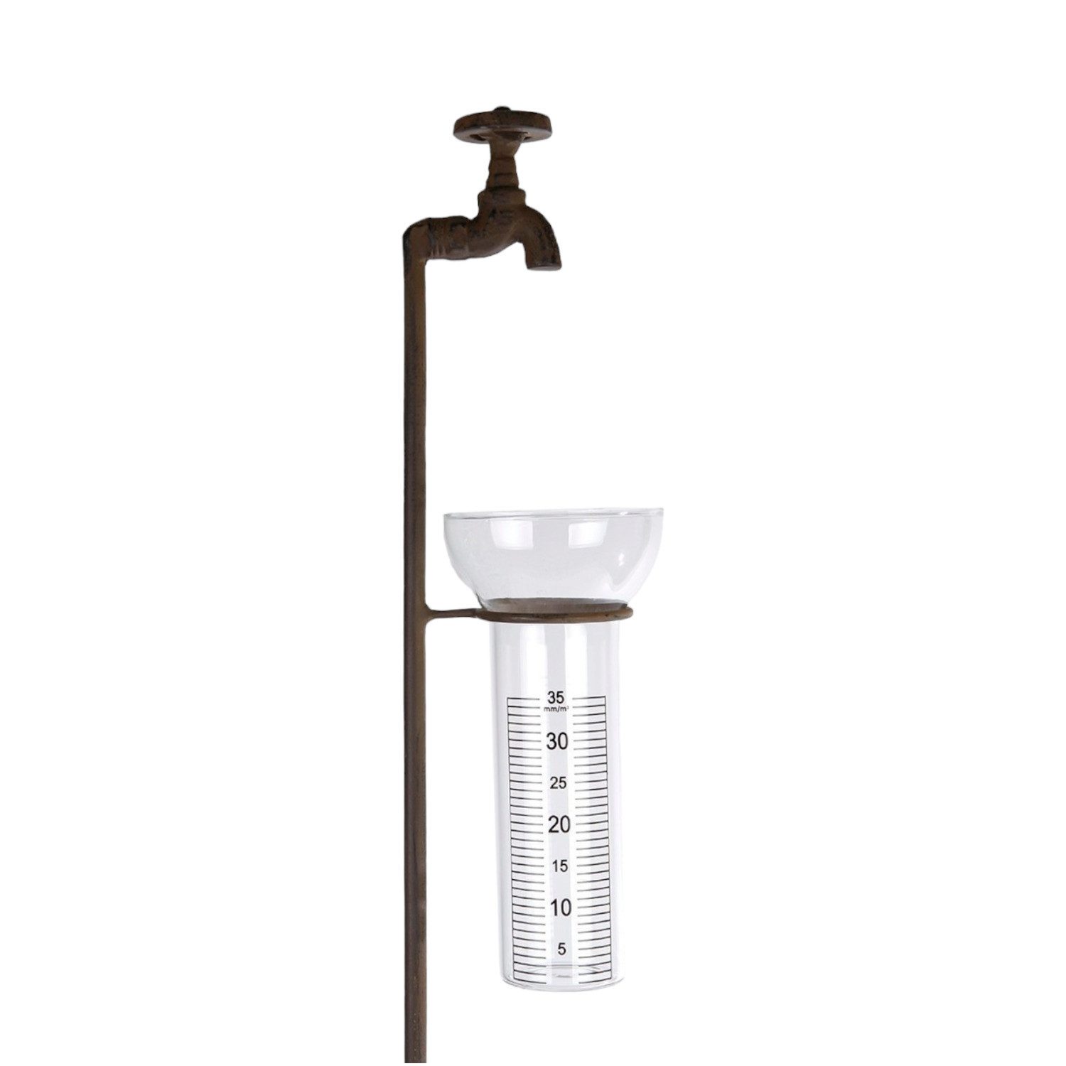 Regenmesser Regenmesser aus Metall in Wasserhahn Optik Niederschlagsmesser für