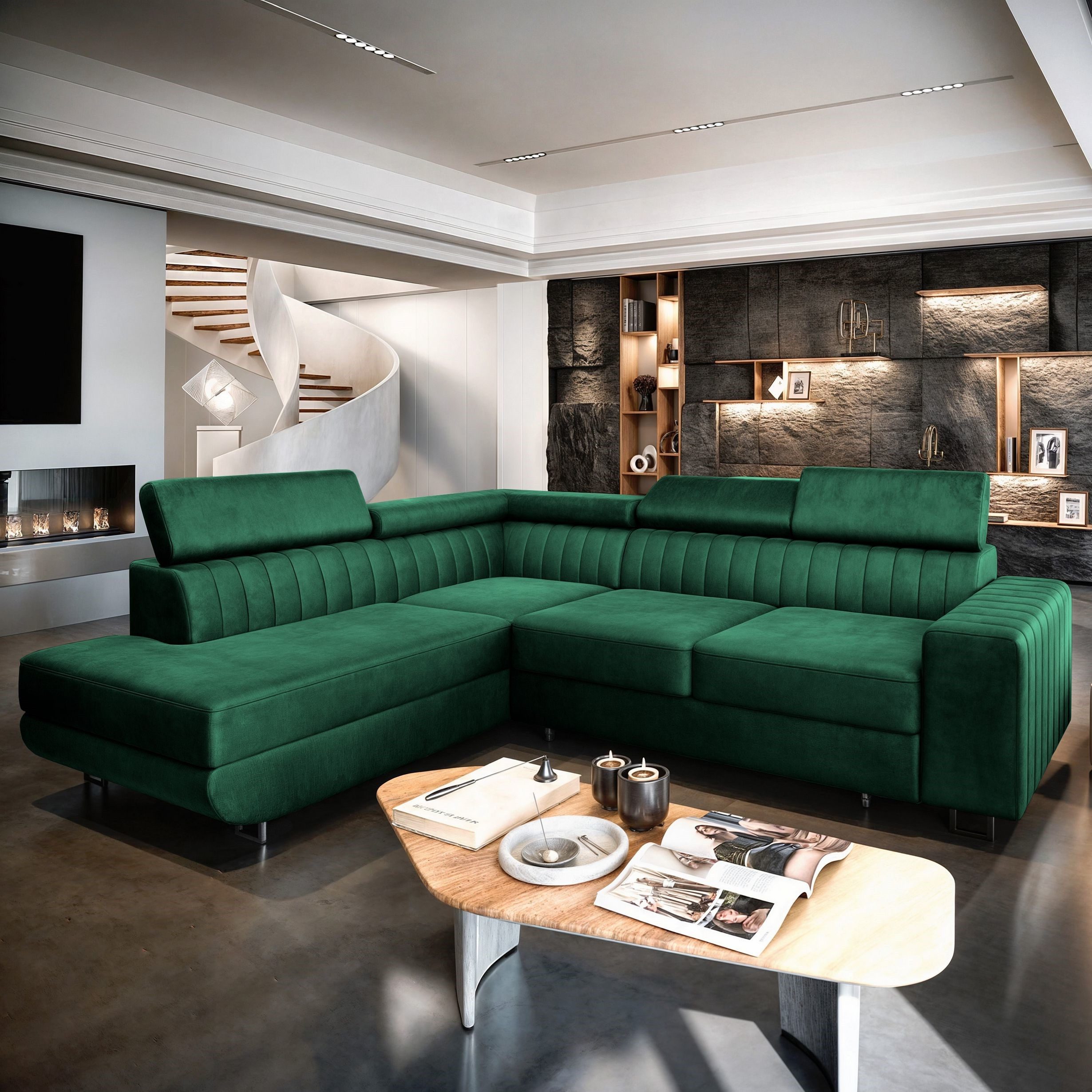 Masseno Ecksofa NOLA mit Schlaffunktion L-Form, Sofa mit Bettkasten günstig online kaufen